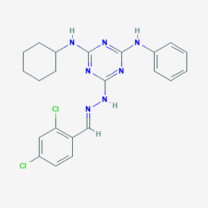 N-cyclohexyl-6-[(2E)-2-(2,4-dichlorobenzylidene)hydrazinyl]-N'-phenyl-1,3,5-triazine-2,4-diamine