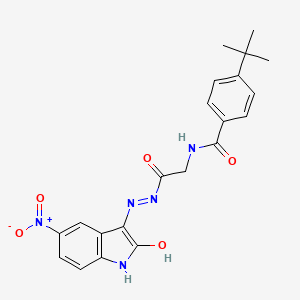 4-Tert-butyl-N-({N'-[(3E)-5-nitro-2-oxo-2,3-dihydro-1H-indol-3-ylidene]hydrazinecarbonyl}methyl)benzamide