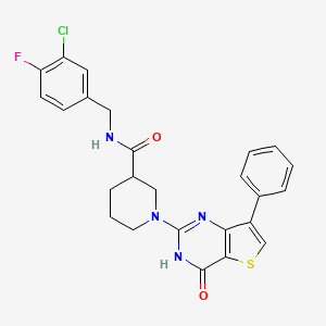 molecular formula C25H22ClFN4O2S B11109909 N-(3-chloro-4-fluorobenzyl)-1-(4-oxo-7-phenyl-3,4-dihydrothieno[3,2-d]pyrimidin-2-yl)piperidine-3-carboxamide 