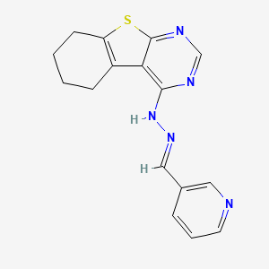 molecular formula C16H15N5S B11109910 Nicotinaldehyde 5,6,7,8-tetrahydro(1)benzothieno(2,3-D)pyrimidin-4-ylhydrazone 