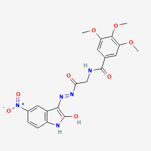 molecular formula C20H19N5O8 B11109916 (E)-3,4,5-trimethoxy-N-(2-(2-(5-nitro-2-oxoindolin-3-ylidene)hydrazinyl)-2-oxoethyl)benzamide 