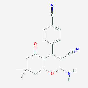 molecular formula C19H17N3O2 B11109937 2-amino-4-(4-cyanophenyl)-7,7-dimethyl-5-oxo-5,6,7,8-tetrahydro-4H-chromene-3-carbonitrile 