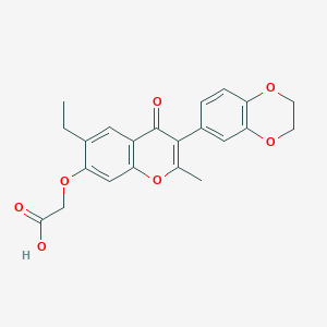 molecular formula C22H20O7 B11109951 {[3-(2,3-dihydro-1,4-benzodioxin-6-yl)-6-ethyl-2-methyl-4-oxo-4H-chromen-7-yl]oxy}acetic acid 