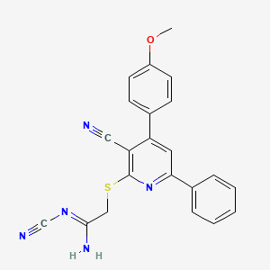 molecular formula C22H17N5OS B11110002 (1E)-N'-cyano-2-{[3-cyano-4-(4-methoxyphenyl)-6-phenylpyridin-2-yl]sulfanyl}ethanimidamide 