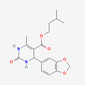 3-Methylbutyl 4-(1,3-benzodioxol-5-yl)-6-methyl-2-oxo-1,2,3,4-tetrahydropyrimidine-5-carboxylate