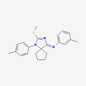 molecular formula C22H25N3S B11110067 3-methyl-N-[(4Z)-1-(4-methylphenyl)-2-(methylsulfanyl)-1,3-diazaspiro[4.4]non-2-en-4-ylidene]aniline 