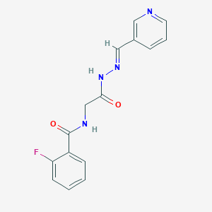 molecular formula C15H13FN4O2 B11110071 2-Fluoro-N-({N'-[(E)-(pyridin-3-YL)methylidene]hydrazinecarbonyl}methyl)benzamide 