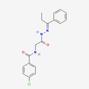 molecular formula C18H18ClN3O2 B11110073 4-Chloro-N-({N'-[(1E)-1-phenylpropylidene]hydrazinecarbonyl}methyl)benzamide 