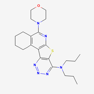 molecular formula C22H30N6OS B11110101 8-morpholin-4-yl-N,N-dipropyl-11-thia-9,14,15,16-tetrazatetracyclo[8.7.0.02,7.012,17]heptadeca-1(10),2(7),8,12(17),13,15-hexaen-13-amine 