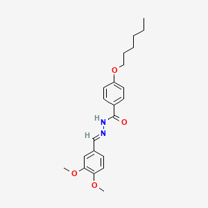 molecular formula C22H28N2O4 B11110128 N'-[(E)-(3,4-dimethoxyphenyl)methylidene]-4-(hexyloxy)benzohydrazide 