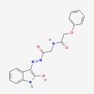 molecular formula C18H16N4O4 B11110154 N-({N'-[(3Z)-2-Oxo-2,3-dihydro-1H-indol-3-ylidene]hydrazinecarbonyl}methyl)-2-phenoxyacetamide 