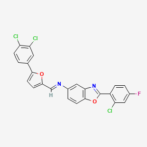 2-(2-chloro-4-fluorophenyl)-N-{(E)-[5-(3,4-dichlorophenyl)furan-2-yl]methylidene}-1,3-benzoxazol-5-amine