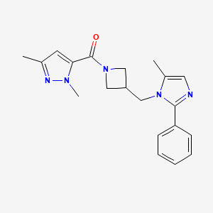 (1,3-Dimethyl-1H-pyrazol-5-yl)(3-((5-methyl-2-phenyl-1H-imidazol-1-yl)methyl)azetidin-1-yl)methanone