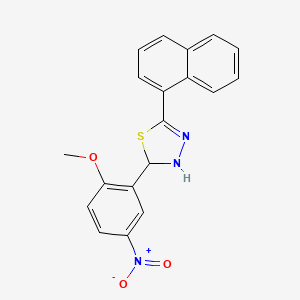 molecular formula C19H15N3O3S B11110209 2-(2-Methoxy-5-nitro-phenyl)-5-naphthalen-1-yl-2,3-dihydro-[1,3,4]thiadiazole 