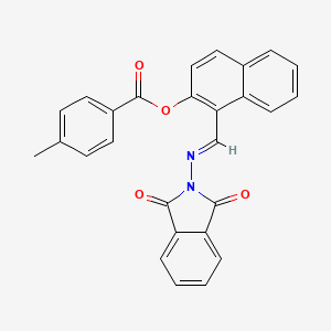 molecular formula C27H18N2O4 B11110224 1-{(E)-[(1,3-dioxo-1,3-dihydro-2H-isoindol-2-yl)imino]methyl}naphthalen-2-yl 4-methylbenzoate 