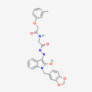 N-({N'-[(3E)-1-[(2H-1,3-Benzodioxol-5-YL)methyl]-2-oxo-2,3-dihydro-1H-indol-3-ylidene]hydrazinecarbonyl}methyl)-2-(3-methylphenoxy)acetamide