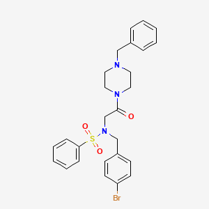 molecular formula C26H28BrN3O3S B11110287 N-[2-(4-benzylpiperazin-1-yl)-2-oxoethyl]-N-[(4-bromophenyl)methyl]benzenesulfonamide 