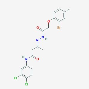 molecular formula C19H18BrCl2N3O3 B11110332 (3E)-3-{2-[(2-bromo-4-methylphenoxy)acetyl]hydrazinylidene}-N-(3,4-dichlorophenyl)butanamide 