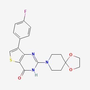 molecular formula C19H18FN3O3S B11110356 2-(1,4-dioxa-8-azaspiro[4.5]dec-8-yl)-7-(4-fluorophenyl)thieno[3,2-d]pyrimidin-4(3H)-one 