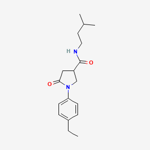 molecular formula C18H26N2O2 B11110359 1-(4-ethylphenyl)-N-(3-methylbutyl)-5-oxopyrrolidine-3-carboxamide 