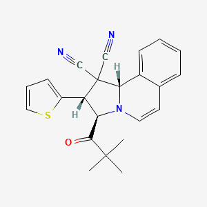 molecular formula C23H21N3OS B11110388 (2R,3R,10bS)-3-(2,2-dimethylpropanoyl)-2-(thiophen-2-yl)-2,3-dihydropyrrolo[2,1-a]isoquinoline-1,1(10bH)-dicarbonitrile 