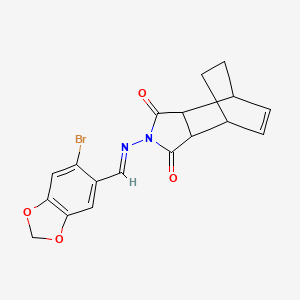 2-{[(E)-(6-bromo-1,3-benzodioxol-5-yl)methylidene]amino}-3a,4,7,7a-tetrahydro-1H-4,7-ethanoisoindole-1,3(2H)-dione