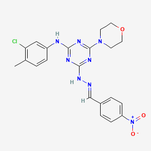 molecular formula C21H21ClN8O3 B11110416 N-(3-chloro-4-methylphenyl)-4-(morpholin-4-yl)-6-[(2E)-2-(4-nitrobenzylidene)hydrazinyl]-1,3,5-triazin-2-amine 