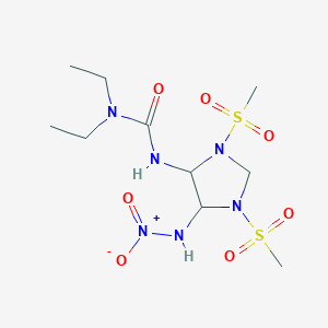 molecular formula C10H22N6O7S2 B11110459 3-[1,3-Bis(methylsulfonyl)-5-(nitroamino)imidazolidin-4-yl]-1,1-diethylurea 