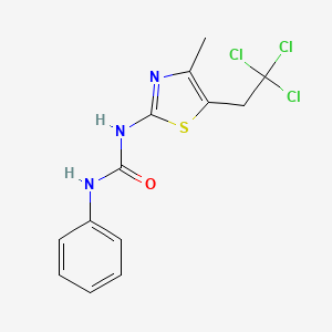 molecular formula C13H12Cl3N3OS B11110464 1-[4-Methyl-5-(2,2,2-trichloroethyl)-1,3-thiazol-2-yl]-3-phenylurea 