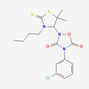 2-(3-Butyl-5,5-dimethyl-2-thioxo-1,3-thiazolidin-4-yl)-4-(3-chlorophenyl)-1,2,4-oxadiazolidine-3,5-dione