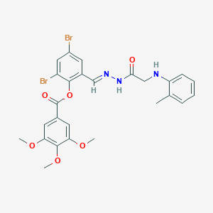 2,4-Dibromo-6-[(E)-({2-[(2-methylphenyl)amino]acetamido}imino)methyl]phenyl 3,4,5-trimethoxybenzoate