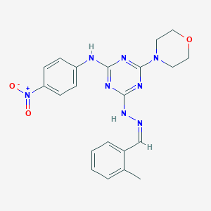 4-[(2Z)-2-(2-methylbenzylidene)hydrazinyl]-6-(morpholin-4-yl)-N-(4-nitrophenyl)-1,3,5-triazin-2-amine