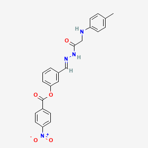 3-[(E)-(2-{[(4-methylphenyl)amino]acetyl}hydrazinylidene)methyl]phenyl 4-nitrobenzoate (non-preferred name)