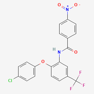 molecular formula C20H12ClF3N2O4 B11110572 N-[2-(4-chlorophenoxy)-5-(trifluoromethyl)phenyl]-4-nitrobenzamide 