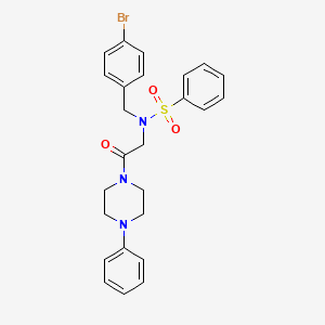 molecular formula C25H26BrN3O3S B11110627 N-[(4-bromophenyl)methyl]-N-[2-oxo-2-(4-phenylpiperazin-1-yl)ethyl]benzenesulfonamide 