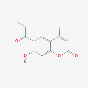 7-Hydroxy-4,8-dimethyl-6-propanoylchromen-2-one