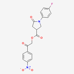 molecular formula C19H15FN2O6 B11110642 2-(4-Nitrophenyl)-2-oxoethyl 1-(4-fluorophenyl)-5-oxopyrrolidine-3-carboxylate 