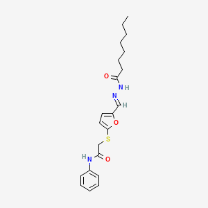 2-({5-[(E)-(2-octanoylhydrazinylidene)methyl]furan-2-yl}sulfanyl)-N-phenylacetamide