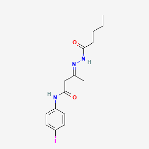 molecular formula C15H20IN3O2 B11110661 (3E)-N-(4-iodophenyl)-3-(2-pentanoylhydrazinylidene)butanamide 