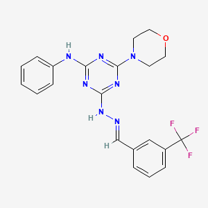 molecular formula C21H20F3N7O B11110670 4-(morpholin-4-yl)-N-phenyl-6-{(2E)-2-[3-(trifluoromethyl)benzylidene]hydrazinyl}-1,3,5-triazin-2-amine 