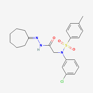 molecular formula C22H26ClN3O3S B11110677 N-(3-Chlorophenyl)-N-[(N'-cycloheptylidenehydrazinecarbonyl)methyl]-4-methylbenzene-1-sulfonamide 