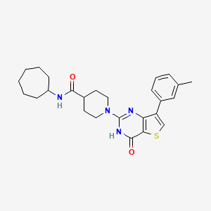 N-cycloheptyl-1-(4-oxo-7-(m-tolyl)-3,4-dihydrothieno[3,2-d]pyrimidin-2-yl)piperidine-4-carboxamide