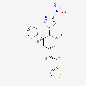 (5S,6R)-6-(4-nitro-1H-imidazol-1-yl)-5-(thiophen-2-yl)-3-[(E)-2-(thiophen-2-yl)ethenyl]cyclohex-2-en-1-one