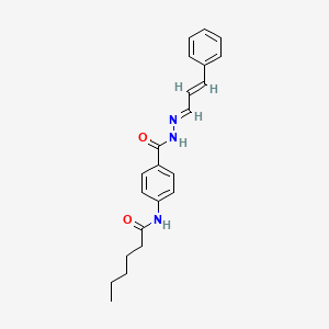 molecular formula C22H25N3O2 B11110776 N-[4-({(2E)-2-[(2E)-3-phenylprop-2-en-1-ylidene]hydrazinyl}carbonyl)phenyl]hexanamide 