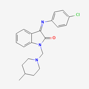 molecular formula C21H22ClN3O B11110782 (3Z)-3-[(4-chlorophenyl)imino]-1-[(4-methylpiperidin-1-yl)methyl]-1,3-dihydro-2H-indol-2-one 