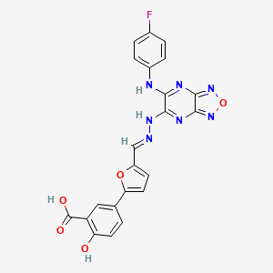 5-{5-[(E)-(2-{6-[(4-fluorophenyl)amino][1,2,5]oxadiazolo[3,4-b]pyrazin-5-yl}hydrazinylidene)methyl]furan-2-yl}-2-hydroxybenzoic acid