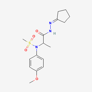 molecular formula C16H23N3O4S B11110803 N-[2-(2-cyclopentylidenehydrazino)-1-methyl-2-oxoethyl]-N-(4-methoxyphenyl)methanesulfonamide 