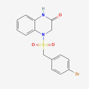 molecular formula C15H13BrN2O3S B11110811 4-[(4-bromobenzyl)sulfonyl]-3,4-dihydroquinoxalin-2(1H)-one 