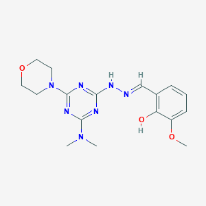 2-[(E)-{2-[4-(dimethylamino)-6-(morpholin-4-yl)-1,3,5-triazin-2-yl]hydrazinylidene}methyl]-6-methoxyphenol