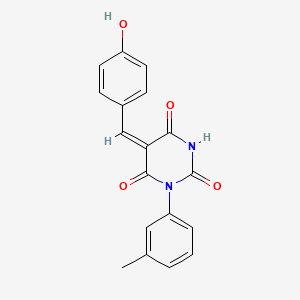 molecular formula C18H14N2O4 B11110856 (5E)-5-[(4-hydroxyphenyl)methylidene]-1-(3-methylphenyl)-1,3-diazinane-2,4,6-trione 